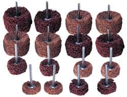 Superior Abrasives - 1 & (2) 1-1/2" Diam Scrubber Buffing Wheel Set - Shank Included - Americas Tooling