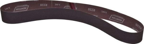 Norton - 2" Wide x 48" OAL, 120 Grit, Aluminum Oxide Abrasive Belt - Aluminum Oxide, Fine, Coated, X Weighted Cloth Backing, Series R228 - Americas Tooling