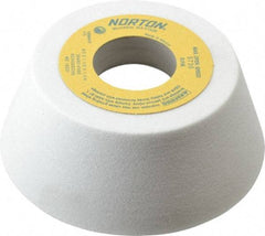 Norton - 4" Diam, 1-1/4" Hole Size, 1-1/2" Overall Thickness, 80 Grit, Type 11 Tool & Cutter Grinding Wheel - Medium Grade, Aluminum Oxide, K Hardness, Vitrified Bond, 5,730 RPM - Americas Tooling