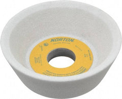 Norton - 5" Diam, 1-1/4" Hole Size, 1-3/4" Overall Thickness, 46 Grit, Type 11 Tool & Cutter Grinding Wheel - Coarse Grade, Aluminum Oxide, K Hardness, Vitrified Bond, 4,585 RPM - Americas Tooling