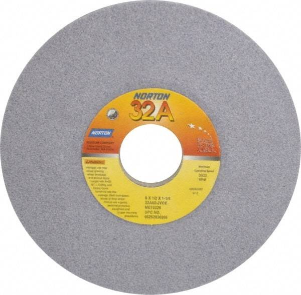 Norton - 6" Diam, 1-1/4" Hole Size, 1/2" Overall Thickness, 60 Grit, Type 12 Tool & Cutter Grinding Wheel - Medium Grade, Aluminum Oxide, J Hardness, Vitrified Bond, 4,140 RPM - Americas Tooling