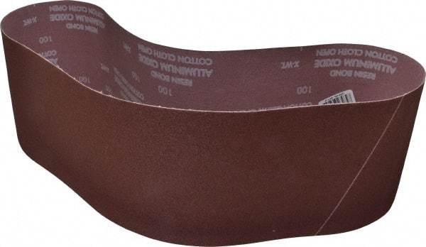 Norton - 6" Wide x 48" OAL, 100 Grit, Aluminum Oxide Abrasive Belt - Aluminum Oxide, Fine, Coated, X Weighted Cloth Backing, Series R228 - Americas Tooling