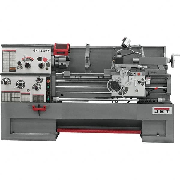 Jet - 14" Swing, 40" Between Centers, 230/460 Volt, Triple Phase Engine Lathe - 7MT Taper, 7-1/2 hp, 42 to 1,800 RPM, 3-1/8" Bore Diam, 40" Deep x 46-7/8" High x 97-1/2" Long - Americas Tooling