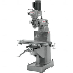 Jet - 7-7/8" Table Width x 35-3/4" Table Length, Step Pulley Control, 1 Phase Knee Milling Machine - R8 Spindle Taper, 1-1/2 hp - Americas Tooling