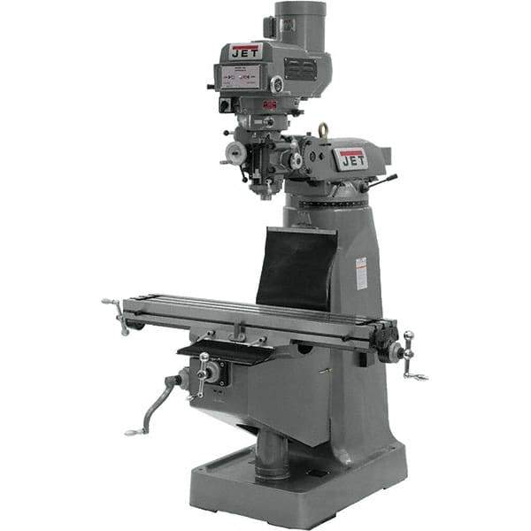 Jet - 9" Table Width x 49" Table Length, Variable Speed Pulley Control, 1 Phase Knee Milling Machine - R8 Spindle Taper, 2 hp - Americas Tooling