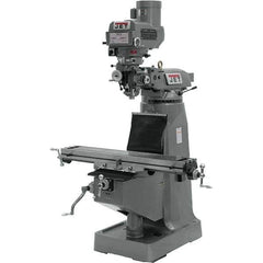 Jet - 9" Table Width x 49" Table Length, Variable Speed Pulley Control, 1 Phase Knee Milling Machine - R8 Spindle Taper, 2 hp - Americas Tooling