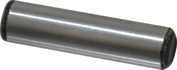 Value Collection - 3/8" Diam x 1-1/2" Pin Length Grade 8 Alloy Steel Standard Dowel Pin - C 50-58 Hardness, 28,700 Lb Breaking Strength, 1 Beveled & 1 Rounded End - Americas Tooling