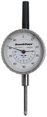 TESA Brown & Sharpe - 1/4" Range, 0-50-0 Dial Reading, 0.001" Graduation Dial Drop Indicator - 1-11/16" Dial, 0.1" Range per Revolution, Revolution Counter - Americas Tooling