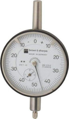 TESA Brown & Sharpe - 0.35" Range, 0-50-0 Dial Reading, 0.001" Graduation Dial Drop Indicator - 2-1/4" Dial, 0.1" Range per Revolution, Revolution Counter - Americas Tooling