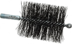 Schaefer Brush - 4-1/2" Brush Length, 3-3/4" Diam, Double Stem, Double Spiral Tube Brush - 7-1/2" Long, Tempered Steel Wire, 1/4" NPT Male Connection - Americas Tooling