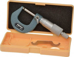 Mitutoyo - 0 to 1" Range, 0.001" Graduation, Mechanical Outside Micrometer - Ratchet Stop Thimble, Accurate to 0.0001" - Americas Tooling