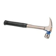 Vaughan Bushnell - 1-1/4 Lb Head, Straight Claw Hammer - 16" OAL, Steel Head, 1-1/2" Face Diam, Steel Handle with Grip - Americas Tooling