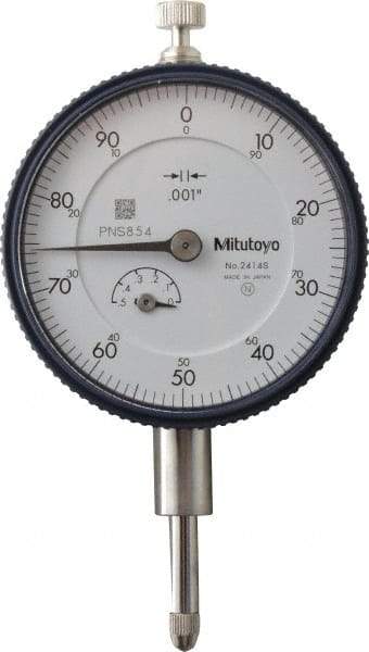 Mitutoyo - 1/2" Range, 0-100 Dial Reading, 0.001" Graduation Dial Drop Indicator - 2-1/4" Dial, 0.1" Range per Revolution, 0.001" Accuracy, Revolution Counter - Americas Tooling