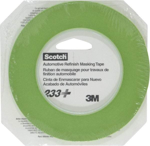 3M - 1/4" Wide x 60 Yd Long Green Paper Masking Tape - Series 401+/233+, 6.7 mil Thick, 25 In/Lb Tensile Strength - Americas Tooling