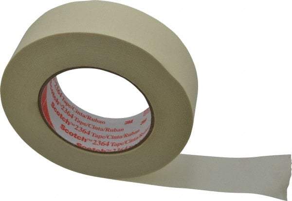 3M - 1-1/2" Wide x 60 Yd Long Tan Paper Masking Tape - Series 2364, 6.5 mil Thick, 24 In/Lb Tensile Strength - Americas Tooling