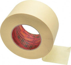 3M - 3" Wide x 60 Yd Long Tan Paper Masking Tape - Series 2693, 7.9 mil Thick, 29 In/Lb Tensile Strength - Americas Tooling