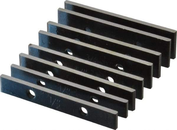 Value Collection - 8 Piece, 3-1/2 Inch Long x 5/32 Inch Thick, Steel Thin Parallel Set - 1/2 to 7/8 Inch High, 55-60 RC Hardness - Americas Tooling