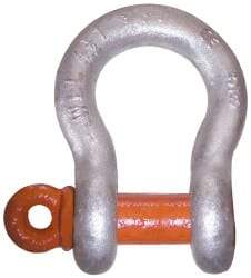 CM - 1-1/8" Nominal Chain Size, 15 Ton Alloy Steel Screw Anchor Shackle - 1-3/8" Diam, 1-1/4" Pin Diam, 1-25/32" Wide Inside Jaw, 2-5/8" Inside Width - Americas Tooling