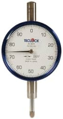 Teclock - 1/4" Range, 0-100 Dial Reading, 0.001" Graduation Dial Drop Indicator - 2-11/64" Dial, 0.1" Range per Revolution, 0.0007" Accuracy - Americas Tooling