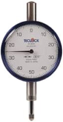 Teclock - 1/4" Range, 0-50-0 Dial Reading, 0.001" Graduation Dial Drop Indicator - 2-11/64" Dial, 0.1" Range per Revolution, 0.0007" Accuracy - Americas Tooling