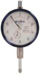 Teclock - 1/2" Range, 0-100 Dial Reading, 0.001" Graduation Dial Drop Indicator - 2-11/64" Dial, 0.1" Range per Revolution, 0.0009" Accuracy, Revolution Counter - Americas Tooling