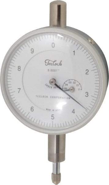 Teclock - 0.05" Range, 0-10 Dial Reading, 0.0001" Graduation Dial Drop Indicator - 2-13/64" Dial, 0.01" Range per Revolution, 0.0002" Accuracy, Revolution Counter - Americas Tooling