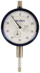 Teclock - 1/2" Range, 0-50-0 Dial Reading, 0.001" Graduation Dial Drop Indicator - 2-11/64" Dial, 0.1" Range per Revolution, 0.0009" Accuracy, Revolution Counter - Americas Tooling