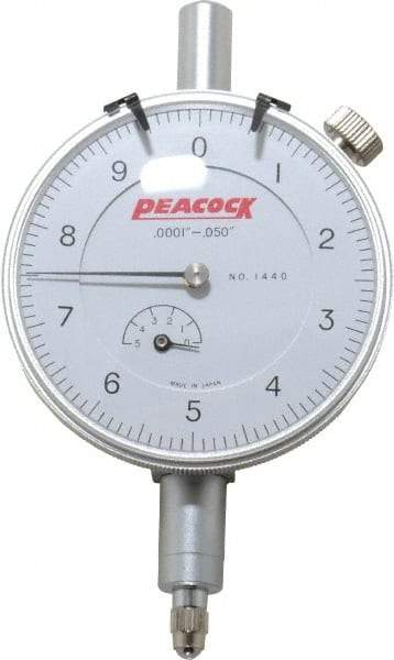 Peacock - 0.05" Range, 0-10 Dial Reading, 0.0001" Graduation Dial Drop Indicator - 2-3/64" Dial, 0.0003" Accuracy, Revolution Counter - Americas Tooling