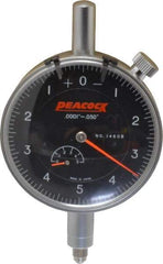 Peacock - 0.05" Range, 0-5-0 Dial Reading, 0.0001" Graduation Dial Drop Indicator - 2-3/64" Dial, 0.0003" Accuracy, Revolution Counter - Americas Tooling