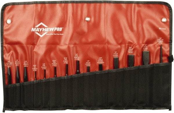 Mayhew - 14 Piece Punch & Chisel Set - 1/4 to 3/4" Chisel, 3/32 to 3/8" Punch, Round Shank - Americas Tooling