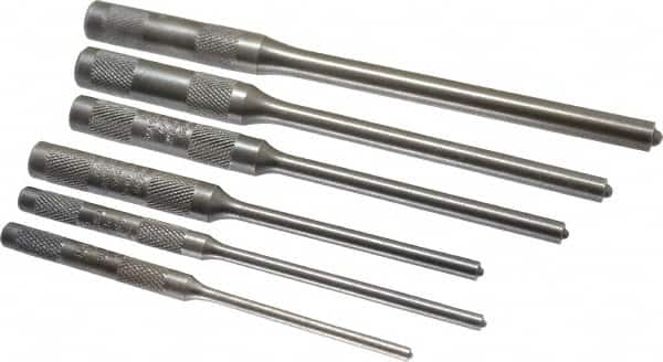 Mayhew - 6 Piece, 1/8 to 5/16", Roll Pin Punch Set - Round Shank, Comes in Vinyl Roll - Americas Tooling