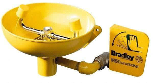 Bradley - Wall Mount, Stainless Steel Bowl, Eye & Face Wash Station - 1/2" Inlet, 30 to 90 psi Flow, 3 GPM Flow Rate - Americas Tooling