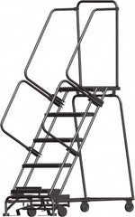 Ballymore - 83" 5 Step Ladder - Rolling Safety Ladder, 450 Lb Capacity, 50" Platform Height, 24" Base Width x 43" Depth, Heavy-Duty Serrated Grating - Americas Tooling