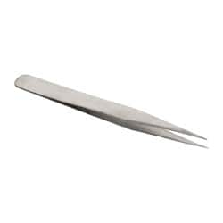 Value Collection - 4-3/4" OAL 1-SS Precision Tweezers - Fine Point - Americas Tooling