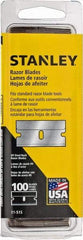 Stanley - 100 Piece Steel Single Edge Blade - 1-1/2" OAL, 0.009" Blade Thickness - Americas Tooling