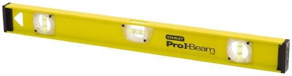 Stanley - 48" Long 3 Vial I-Beam Level - Aluminum, Yellow, 1 Level & 2 Plumb Vials - Americas Tooling