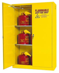 Eagle - 2 Door, 2 Shelf, Yellow Steel Standard Safety Cabinet for Flammable and Combustible Liquids - 65" High x 43" Wide x 18" Deep, Self Closing Door, 3 Point Key Lock, 45 Gal Capacity - Americas Tooling