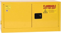 Eagle - 2 Door, Yellow Steel Stackable Safety Cabinet for Flammable and Combustible Liquids - 22-1/4" High x 43" Wide x 18" Deep, Manual Closing Door, 3 Point Key Lock, 15 Gal Capacity - Americas Tooling