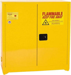 Eagle - 2 Door, 3 Shelf, Yellow Steel Standard Safety Cabinet for Flammable and Combustible Liquids - 44" High x 43" Wide x 18" Deep, Manual Closing Door, 3 Point Key Lock, 40 Gal Capacity - Americas Tooling