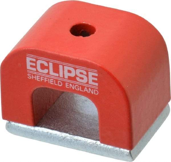 Eclipse - 1 Hole, 0.1969" Hole Diam, 51/64" Overall Width, 1-3/16" Deep, 51/64" High, 9.5 Lb Average Pull Force, Alnico Power Magnets - 7.5mm Pole Width, 550°C Max Operating Temp, Grade 5 Alnico - Americas Tooling