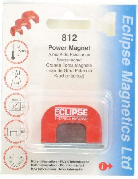 Eclipse - 1 Hole, 0.1969" Hole Diam, 63/64" Overall Width, 1-37/64" Deep, 63/64" High, 20 Lb Average Pull Force, Alnico Power Magnets - 10mm Pole Width, 550°C Max Operating Temp, Grade 5 Alnico - Americas Tooling