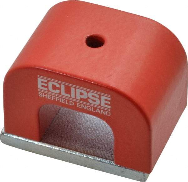 Eclipse - 1 Hole, 0.1969" Hole Diam, 1-3/16" Overall Width, 1-49/64" Deep, 1-3/16" High, 26 Lb Average Pull Force, Alnico Power Magnets - 11mm Pole Width, 550°C Max Operating Temp, Grade 5 Alnico - Americas Tooling