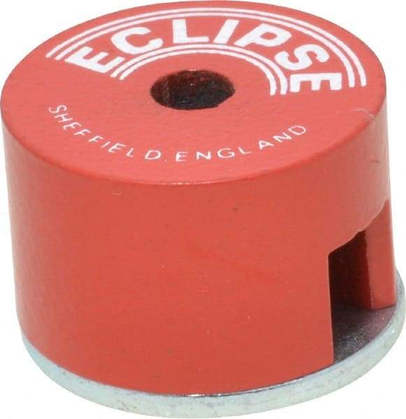 Eclipse - 1" Diam, 3/16" Hole Diam, 3.4 kg Max Pull Force Alnico Button Magnet - 5/8" High, 11/32" Gap Width, Grade 5 Alnico - Americas Tooling