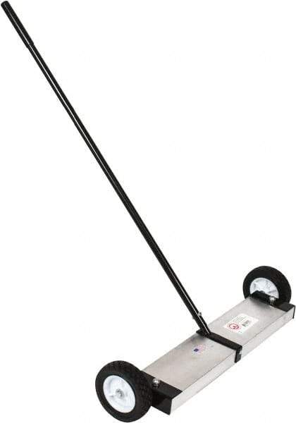 Mag-Mate - 24" Long Push Magnetic Sweeper with Wheels - 5" Wide x 5" High x 48" Long, 6" Wheel Diam, 2" Clearance - Americas Tooling