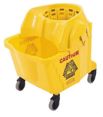 Rubbermaid - 35 Qt Plastic Bucket & Wringer - 18-5/8" Long x 24-3/4" High x 15-7/8" Wide, Yellow - Americas Tooling