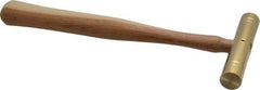 Made in USA - 1/2 Lb Head 3/4" Face Brass Head Striking Tool Hammer - 10-1/2" OAL, Wood Handle - Americas Tooling