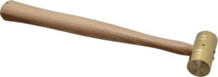 Made in USA - 1/2 Lb Head 1" Face Brass Head Striking Tool Hammer - 10-1/2" OAL, Wood Handle - Americas Tooling