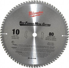 Milwaukee Tool - 10" Diam, 5/8" Arbor Hole Diam, 80 Tooth Wet & Dry Cut Saw Blade - Carbide-Tipped, General Purpose & Straight Action, Standard Round Arbor - Americas Tooling