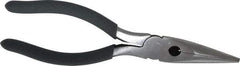 Value Collection - 8" OAL, 2" Jaw Length x 7/8" Jaw Width, Long Nose Side Cutting Pliers - Serrated Jaw, Standard Head, Plastic Dipped Handles - Americas Tooling