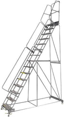 Ballymore - 192" 15 Step Ladder - Lock Step Rolling Safety Ladder, 450 Lb Capacity, 150" Platform Height, 40" Base Width x 106" Depth, Expanded Metal Tread - Americas Tooling